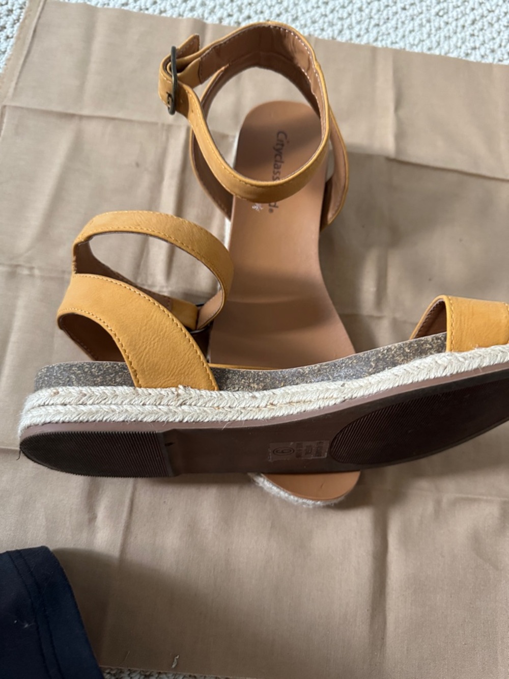 Cityclassified Tan Mustard Ankle-Strap Espadrille Sandals - Picture 3 of 4